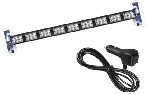 TOTMOX Luz LED estroboscópica de advertencia para coche, visera de luces estroboscópicas de emergencia, barra de luz para parabrisas de salpicadero, 44 cm para coches, camiones, quitanieves