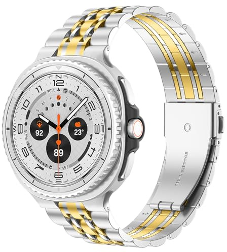 LEIXIUER Metal Strap Compatible with Samsung Galaxy Watch 8 40mm 44mm/8 Classic 46mm Strap Men Women, Titanium Stainless Steel Chain Band with Folding Clasp for Galaxy Watch 8 Band