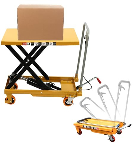 Scherenhebebühne, Manueller Scherenhubtisch, Hubtischwagen, Hydraulischer Hubtischwagen, Portable Lifting Platform Truck, für Werkstatt, Lager, Produktion,150kg