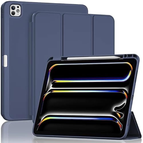 ProCase Coque avec Porte-Stylet pour iPad Pro 13 Pouces (M5) 2025/(M4) 2024, Nouvel Étui Amélioré, Housse de Protection Anti-Chute -Marine