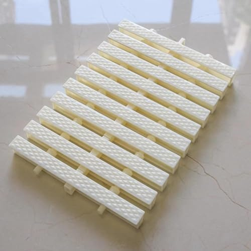 Rejilla de desagüe for Ducha con 3 Orificios entrelazados, rebosadero móvil de plástico (Ancho 25 cm - 10 Unidades), Color Beige