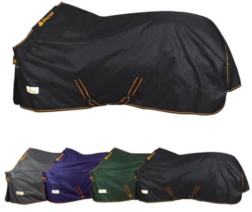 Marengos by Bucas - Weidedecke Stay-Dry 1200D – Schwarz/Orange – 155 cm | Irish Turnout – Regendecke & Übergangsdecke – atmungsaktive & wasserdichte Pferdedecke – Innenfutter & Kreuzbegurtung