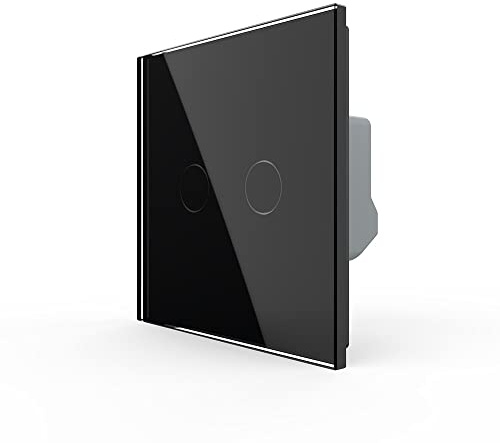 Interruptor inalámbrico táctil inalámbrico | Ampliación y actualización para conmutación | Interruptor de luz conmutador de cristal | Inalámbrico (interruptor serie C, negro)