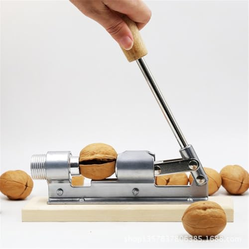 WIIYENA Schiaccianoci manuale con design a leva regolabile, telaio in acciaio resistente e base in legno per noci pecan, noci, nocciole, mandorle e noci del Brasile