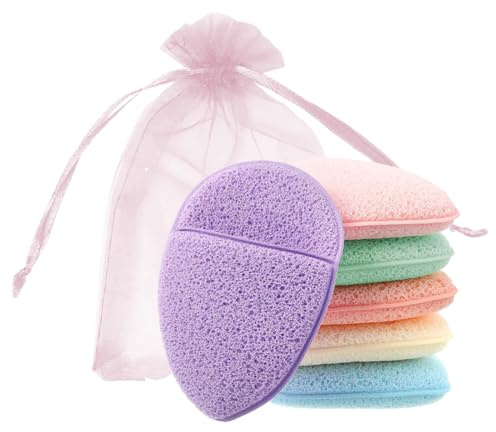 YAYNO 6 esponjas faciales para limpieza y exfoliación esponjas,Discos Desmaquillantes Reutilizables esponjas faciales para lavar la cara almohadillas exfoliantes para limpieza diaria