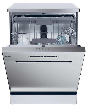 Haier Geschirrspüler freistehend 60 cm I Washlens Plus Series 2 I 14 Maßgedecke, 5 Programme, Aquastop-Schlauch, Besteckschublade, leise I XF 4B2E1S-84
