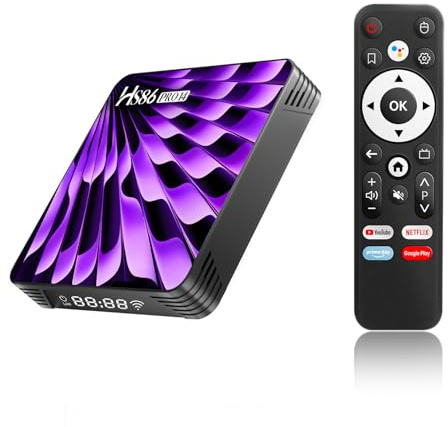 HS86 PRO14 TV Box Android 14.0, 2026 Android Box RK3518 2GB 32GB Support 4K 8K Dual-Band WiFi 6 2.4G/5.8G HDR10+ 100M Ethernet Bluetooth 5.0 USB 3.0 Smart TV Box Android with Voice Remote Control