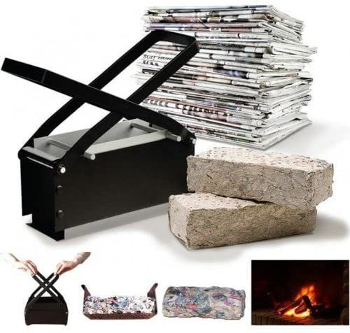 eBuzz Paper Log Briquette Maker – Newspaper Brick Recycler Press – Cardboard Free Fuel Compressor – Eco Friendly Block for Fires – Heavy Duty Steel