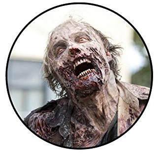 Essbarer Zombie-Kuchenaufsatz zum Ausprobieren, Halloween-Kuchendekoration – 1 x 17.78 cm große runde Scheibe (ungeschnitten)