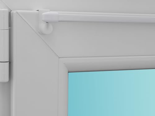 Gardinenstange/Vitragestange Easy, weiß, ausziehbar, inkl. Fensterhaken/Befestigung für einen Klemmbereich (Fensterdicke) von 15-20 mm, Befestigung oben oder seitlich am Fenster (40-60cm)