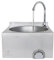 Beeketal 'HWB-III' Knie-Kontakt Handwaschbecken aus Edelstahl mit Spritzschutz Aufkantung, Waschbecken zur Wandmontage mit Wasserhahn Mischbatterie, Siphon und Abwasserschlauch, inkl. Wandhalterungen