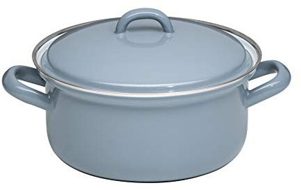 Riess, 0128-065, Kasserolle mit Deckel Ø 16cm, PURE GREY, Emaille, Vol. (rec.): 1,1 Liter, Made in Österreich, LBH: 22,5x17,7x12,1cm, 0,903kg, Induktionskocher kompatibel, Gasherd geeignet
