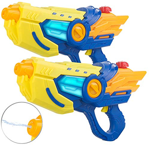 Speeron Elektro Wasserpistole: 2er-Set batteriebetriebene Wasserpistolen, LED-Lichteffekt, je 600 ml (Wasserpistole Batterie, Wasserspritzpistole XXL, Spray)