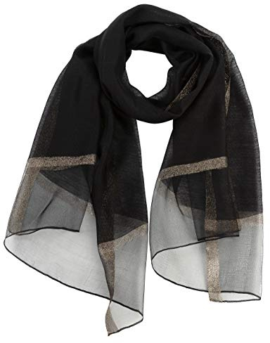 World of Shawls Ny tunn tvåstrukturerad och tonad med guldskimmer kant scarf wrap stal