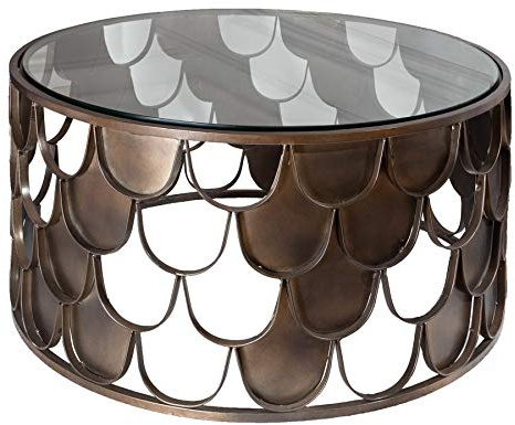 Riess Ambiente Couchtisch Abstract 60cm - transparent - Sicherheitsglas | Montiert, hochwertig, industrial-Design, für Wohnzimmer, Industrial Look