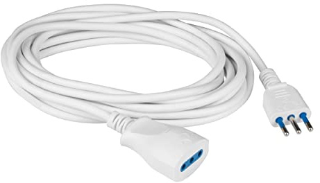 POLYPOOL | Prolunga elettrica da 3 Metri, Cavo H05VV-F 3x0,75mmq, Spina e Presa Italiana 10A 2P+T Colore Bianco Modello PP0381XAM