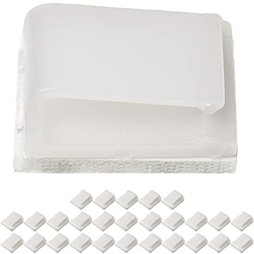 Clips Autoadhesivos de Gestión de Cables, 25 pzas, Blanco, Hasta Ø 10 mm, Soporte de Organizador de Cables para TV, PC, Ordenador Portátil, LAN y Cables de Carga, Clips de Cable, Grapas pared cables