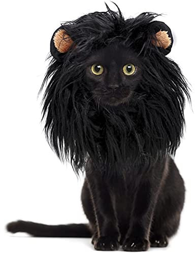 Süße Löwenkostüm,Löwenmähne mit Ohren für Katzen,Einstellbar Halloween Katzenkostüm Cosplay Dekoration,Geeignet für Katzen und Hunde, Halloween, Partys