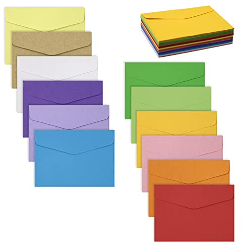SZXMDKH 60 Bunte Briefumschläge Mini Umschläge für Grußkarten, Einladungskarten, Geburtstagskarten 117 x 81 mm (4.6 x 3.2 Zoll), Mehrere Farben, xfcs001