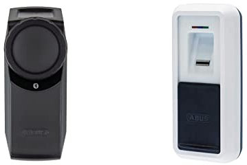 ABUS HomeTec Pro Bluetooth CFA3100 - Elektronisches Türschloss Schwarz + HomeTec Pro Bluetooth-Fingerscanner CFS3100 Weiß