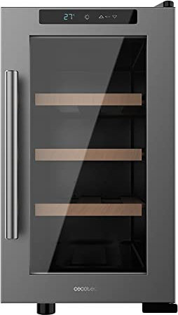 Cecotec Cantinetta da 8 bottiglie Bolero GrandSommelier 820 CoolWood, 23 litri, sistema termoelettrico di raffreddamento, alte prestazioni, temperatura regolabile, luce interna a LED