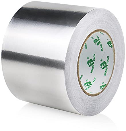 BOMEI PACK Large Ruban adhésif en aluminium - 100 mm x 50 m - ruban métallique très résistant, résistant à la chaleur, parfait pour l'étanchéité et le colmatage, réparation des métaux