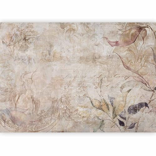 murando PREMIUM Papier peint Retro 350x256 cm Décoration Murale XXL Poster Tableaux Muraux Tapisserie Photo Trompe l'oeil Abstrait Vintage Fleurs beige b-C-0890-a-a