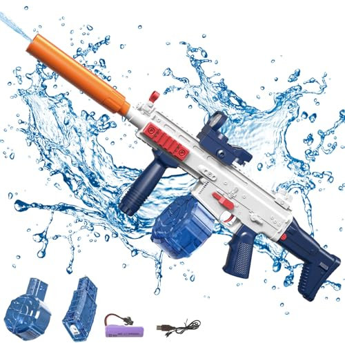 Elektrische Wasserpistole für Erwachsene and Kinder Wasser Spielzeug,Wasserpistolen Wasserspritzpistole mit 330ml Wasser Gun,Geringem Stromschutz Wiederaufladbare Batterie Wasserspritzpistole