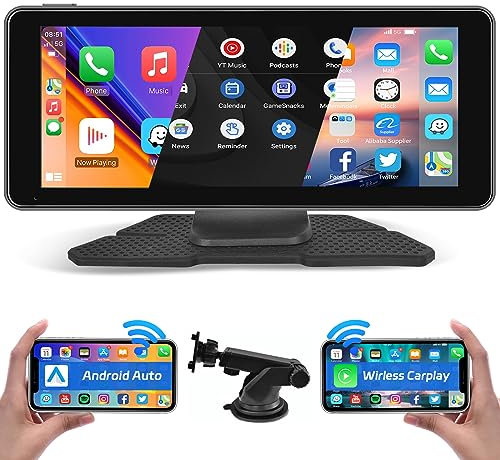 Hodozzy Pantalla Coche Portátil Inalámbrico Carplay Android Auto, Pantalla Táctil 6,86 Pulgadas Monitor Coche Radio Reproductor con Bluetooth Mirror Link, FM/AUX/TF Receptor de Audio Coche