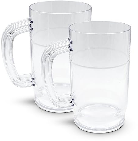 DOJA Barcelona | Jarra de Cerveza de Plástico | 50 cl | Pack 2 | Jarras de Policarbonato | Vasos de Cerveza Reutilizables | Para Cerveza Artesanal