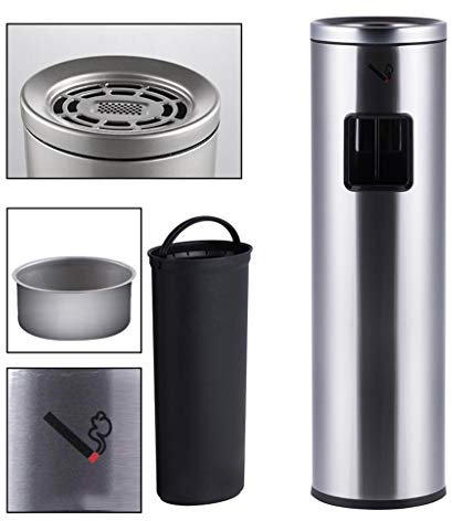 HASMI Outdoor-Mülleimer mit Deckel Freistehende Edelstahl-Außen Staub Mülleimer Zigarette Aschenbecher Standascher Vertikale Aschenbecher Papierkorb Schrank zum Mülltrennen