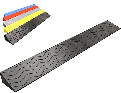GODARM Bordsteinrampe Rollstuhl, Auffahrrampe Türschwellenrampe, Schwellenrampe Kunststoff rutschfeste,Rampe Dreiecksmatte Kunststoff Kleines Trittpolster (Color : Black, Size : 99 * 16 * 7.5CM)