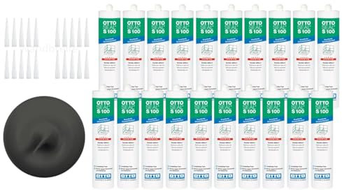 OTTOSEAL S 100 Premium-Sanitär-1K-Silikon Dichtstoff matt auf Acetat Basis Otto Chemie 20er Set (20x matt anthrazit C8683)