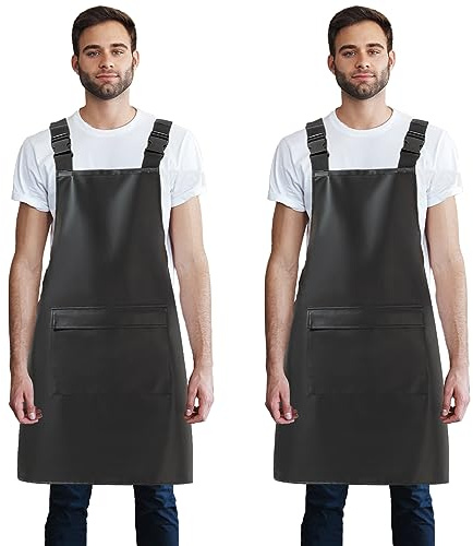 Gliitatu Gummischürze Metzgerschürze Fleischerschürze Schlachterschürze Schürzen Gastronomie Küchenschürze Herren Schürzen Gastronomi Wasserdichte Schürze Mit Zwei Tasche (2, Schwarz-Schultergurt)