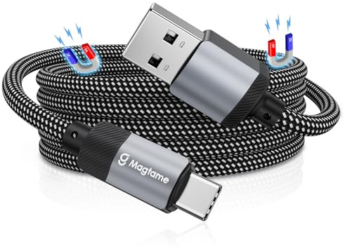 Magtame Cable USB C, cable magnético USB A a USB C para i_Phone 15 Pro Max Plus, cable de carga rápida de nailon en espiral tipo C para Samsung S23/S22, para Pad, producto original de patente