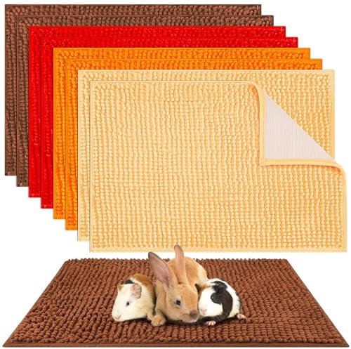 Barydat Meerschweinchen-Käfig-Einlage für Meerschweinchenkäfig, wiederverwendbar, waschbar, Trainingspolster, Tier-Schlafmatte, Bettunterlage (61 x 40,6 cm, Beige, Braun, Rot, Orange), 8 Stück