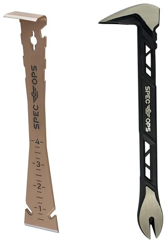 Spec Ops Tools 2-Piece Pry Bar Set, 10 Nail Puller Cats Paw Pry Bar, 9.5 Trim Bar, High-Carbon Steel, 3% Donated to Veterans