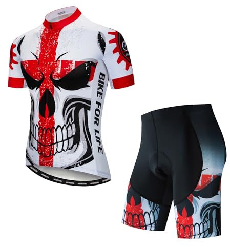 JPOJPO Herren-Fahrradtrikot, kurzärmelig, Sommer-Fahrrad, durchgehender Reißverschluss, schnell trocknend, S-3XL, Cd1757 Set, X-Large