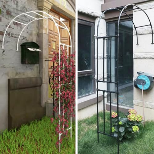 Gartenbogen Rosenbogen Halbrund, Gartenspalier Für Kletterpflanzen Im Freien, Pflanzenspalier Unterstützung, Metall Rankgitter Rosenhilfe Für Kletterrebe Rose Clematis Gemüse Gurke ( Color : White , S
