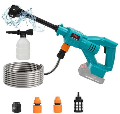 Pistola de alta presión inalámbrica, limpiador de alta presión con batería para batería Makita 18 V, Max 40 bar, 6 en 1 multiuso boquilla, 5 m de manguera, filtro y filtro integrados