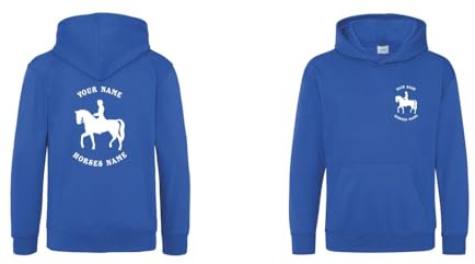 Personalised Dressage Horse Kids Hoodie, Equestrian Hoodie, Horse Riding Hoody (H10)