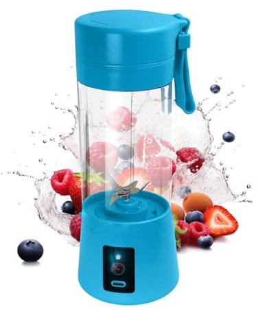 OcioDual Licuadora para Verduras y Frutas, Batidora de Vaso Portatil para Smoothies, Milkshakes, Cócteles, Licuadora de Vaso de 380 ML, Liquidificador, Recargable USB-C