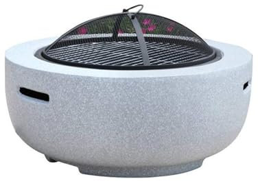 GMBAYUE Brasero Exterior con Parrilla – ø 60 Cm, Barbacoa Portatil, Estufa Exterior para Jardín, con Base Resistente de Imitación de Hormigón para Terraza, Patio y BBQ