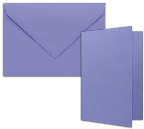 50x DIN B6 Faltkarten Set mit Umschlägen in Violett - 120 x 170 mm - ideal für Einladungskarten, Hochzeit, Taufe, Kommunion, Konfirmation - Marke: FarbenFroh