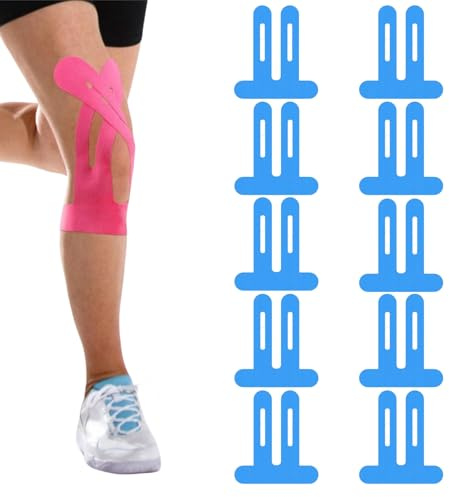 Generisch PreCut Kinesiotapes,10 Stück Sport Tape,Knie-Tape Vorgeschnitten,Vorgeschnittener Muskelpatch-Knieschoner,Knietape Stabilisierung,Wasserfestes,Elastisches Bandage Knieschmerzen(Blau)