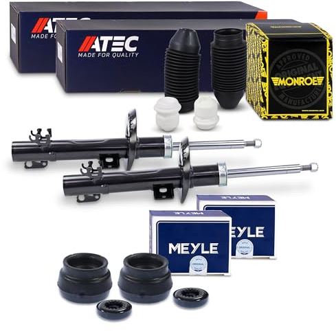 ATEC Germany 2x Stoßdämpfer + MEYLE Domlager + MONROE Staubschutzsatz vorne