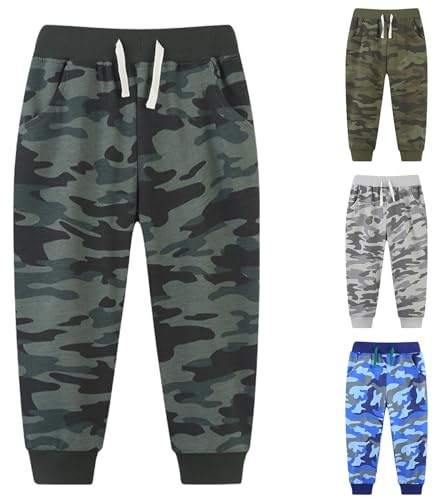 Tarnung Hose Kinder Baumwolle Jogginghose Jungen mit Gummibund Coole Sporthose Camouflage Hosen Kordelzug Jogging Hosen Reiterhosen Sport Outdoor (JN, 6 Years)