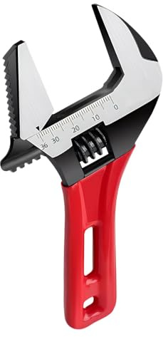 Xueniu Adjustable Spanner Large Opening 6 inch Short Handle Small Monkey Spanner Wide Jaw Wrench Rubber Wrapped Key Plumbing Pipeline Bathroom Parts 150mm Red