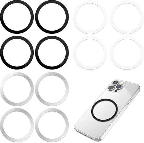12 Piezas Anillos de Metal Magnético, Metal Ring Sticker,3 Colores, Anillo metálico Ultrafino Compatible con la mayoría de teléfonos móviles, Apto para la mayoría de Cargadores de Coche