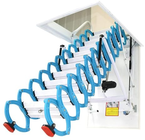 PUZYI Bodentreppe Dachboden-Deckenleiter, unsichtbar, multifunktional, Teleskopboden, einfache Klappleiter, kann im Innen- und Außenbereich verwendet Werden Loftleiter(Bleu,70 * 120cm)